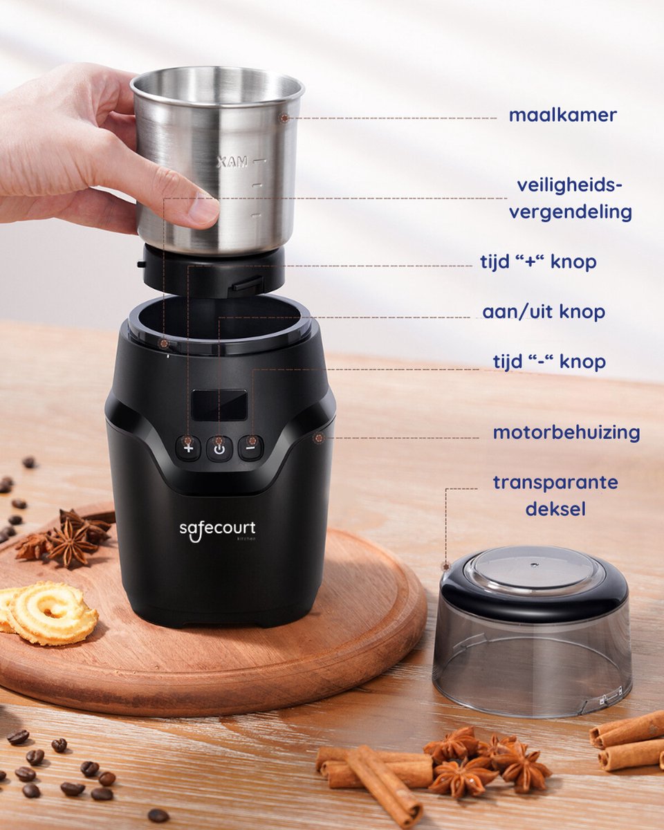 Koffiemolen - Elektrische Koffiebonen Maler - Specerijen & Koffiebonen - BPA-vrij - Safecourt Kitchen