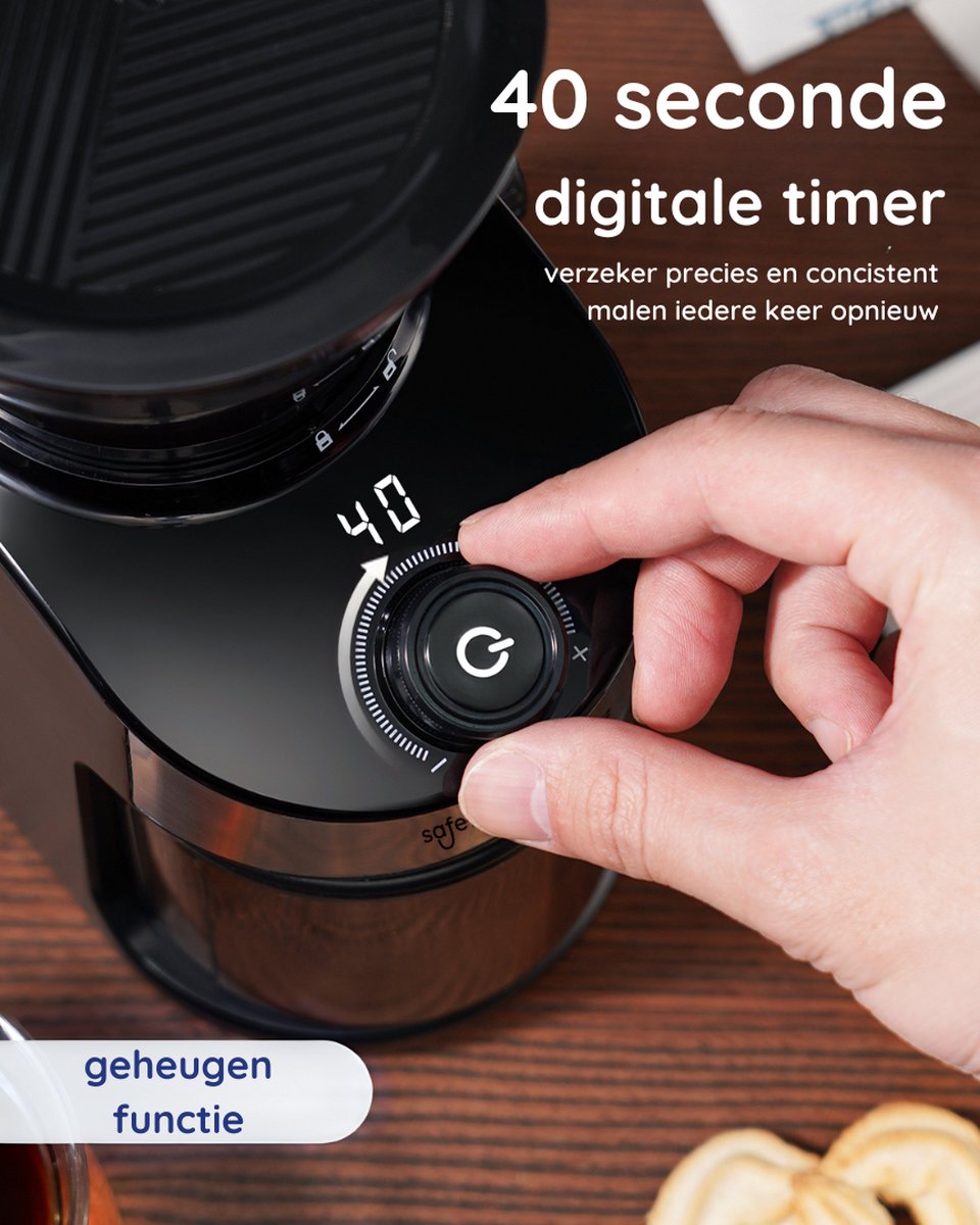 Safecourt Kitchen Koffiemolen Deluxe - Elektrische koffiemolen - Koffiebonen maler - Zwart