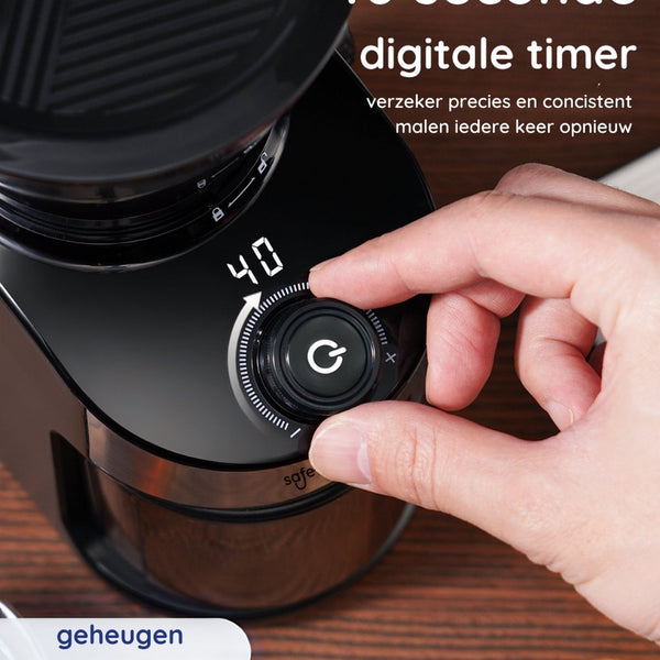 Safecourt Kitchen Koffiemolen Deluxe - Elektrische koffiemolen - Koffiebonen maler - Zwart