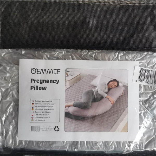 Oemmie Zwangerschapskussen - Voedingskussen - Zijslaapkussen - Lichaamskussen - J-vorm - 145x45 cm - Grijs