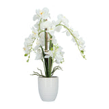 Kopu® Kunstbloem Orchidee 67 cm Wit In Bloempot Rond - Phalaenopsis