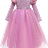 Luxe Roze Rapunzel Winter Prinsessenjurk
