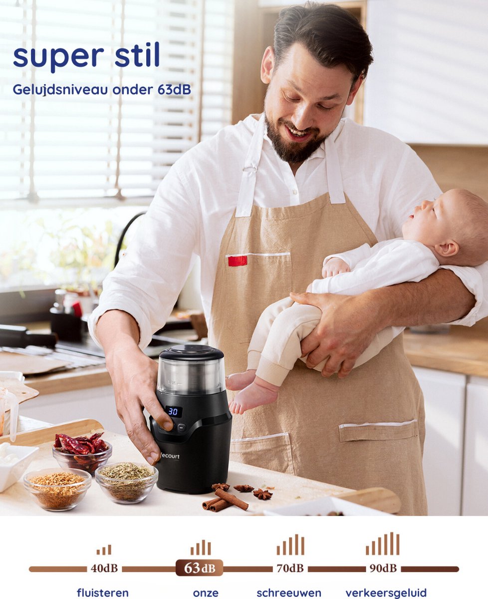 Koffiemolen - Elektrische Koffiebonen Maler - Specerijen & Koffiebonen - BPA-vrij - Safecourt Kitchen