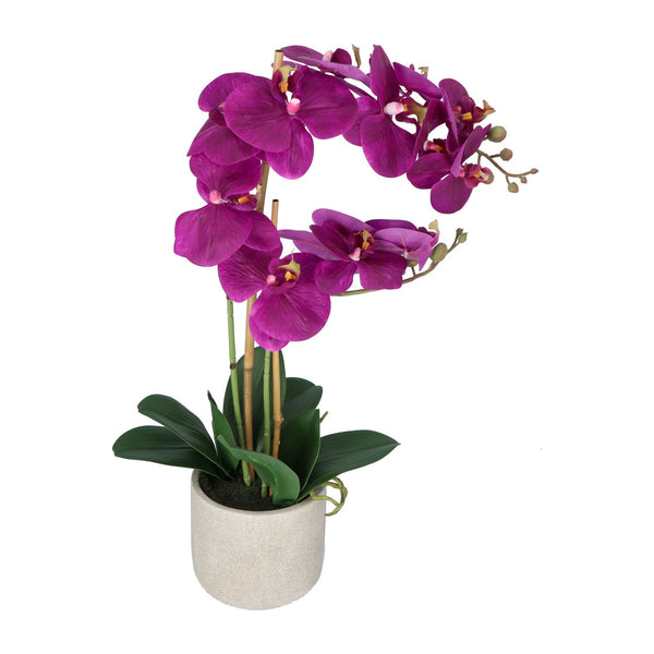 Kopu® Kunstbloem Orchidee 60 cm Lila - cement Sierpot - Phalenopsis