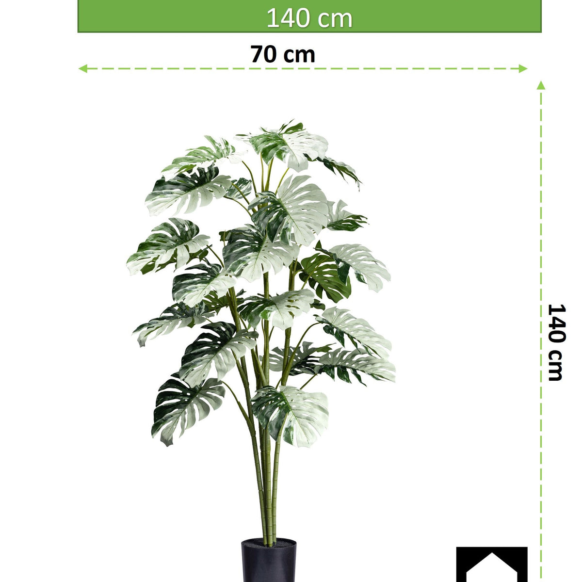 Kopu® Kunstplant Monstera Variegata Half Moon 140 cm - 25 bladeren