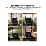 Hangstoel met Kussen – Hangende Stoel voor Binnen en Buiten – Inclusief Ophangset – Belastbaar tot 125 kg – Katoenen Hangstoel voor Tuin, Balkon, Slaapkamer & Balkon – Zwart