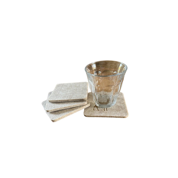 Onderzetters - Beige met Eland - 4 stuks - Vilt - Dubbelzijdig - Tafelbeschermer - Onderzetters voor Glazen