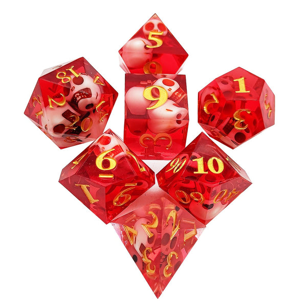 7 delige Resin Dice Set “Crimson Skulls"