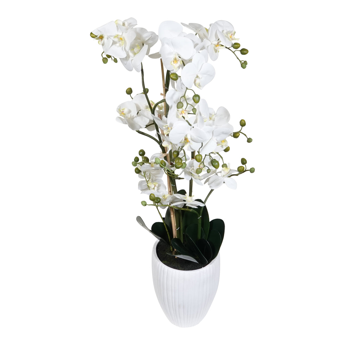 Kopu® Kunstbloem Orchidee 110 cm Wit Bloempot Rond - Phalaenopsis