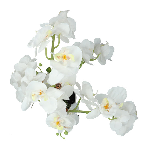 Kopu® Kunstbloem Orchidee 67 cm Wit In Bloempot Rond - Phalaenopsis