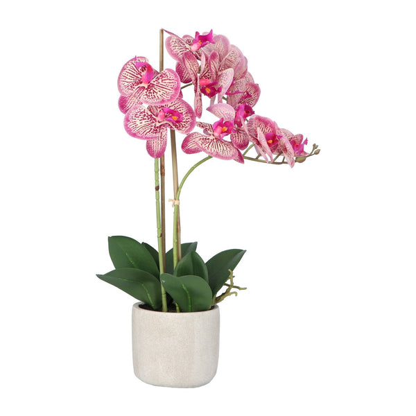 Kopu® Kunstbloem Orchidee 60 cm Roze -  cement Sierpot - Phalenopsis