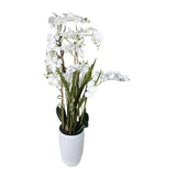 Kopu® Kunstbloem Orchidee 110 cm Wit Bloempot Rond - Phalaenopsis