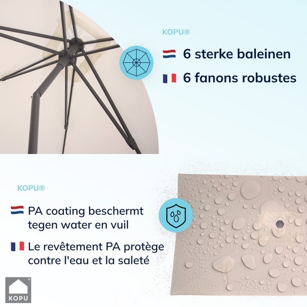 Kopu® Leon Parasol Rechthoek 150x250 cm - Balkonparasol met Hoes - Creme