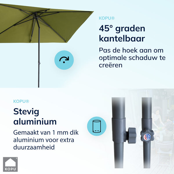 Kopu® Leon Parasol Hoogteverstelbaar 150x250cm met Hoes - Olijfgroen