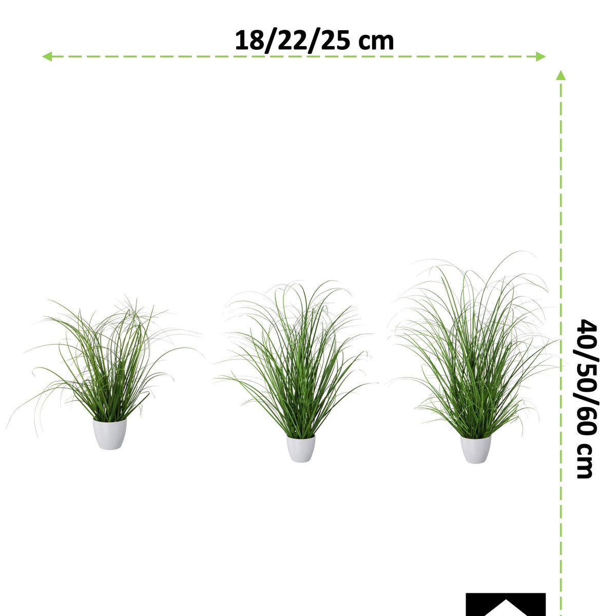 Kopu® set 3 stuks kunstplanten Grasplant 40-50-60 cm in Witte Sierpot