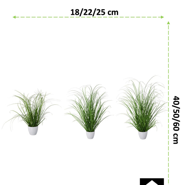 Kopu® set 3 stuks kunstplanten Grasplant 40-50-60 cm in Witte Sierpot