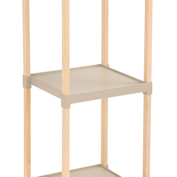 FixWood Houten Modulaire Opbergrek – Massief Hout & Kunststof – Badkamerrek, Keukenrek of Plantenrek – 72 cm Hoog – Beige-Naturel