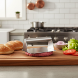 Hamburgerpers - Handmatige hamburger perser - Handheld Hamburger press - RVS - Smash burger - 14 x 14 cm