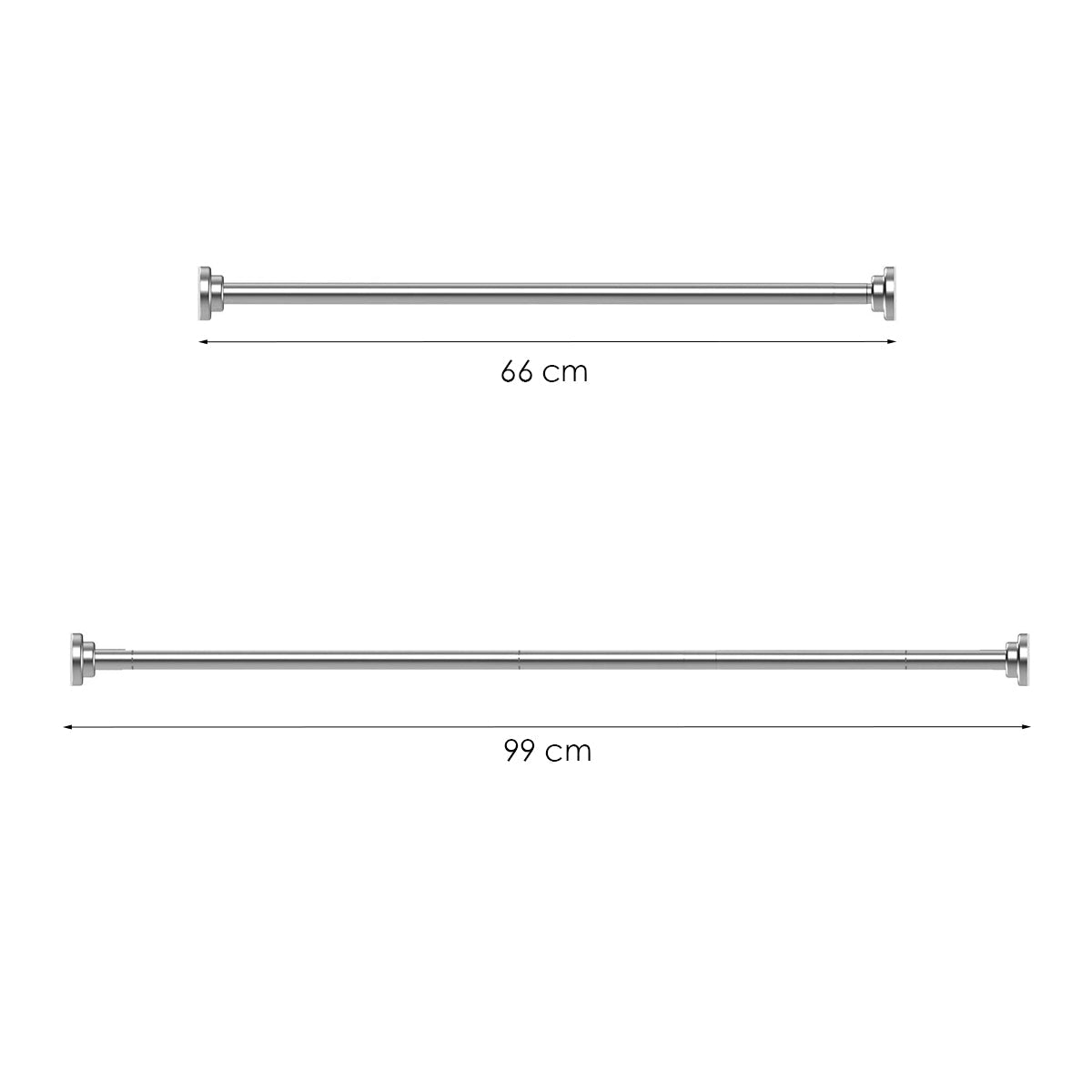 Douchestang Uitschuifbaar - Zilver - 66 cm tot 99 cm - Universeel - Douchestang zonder Boren - Douchestang Verstelbaar
