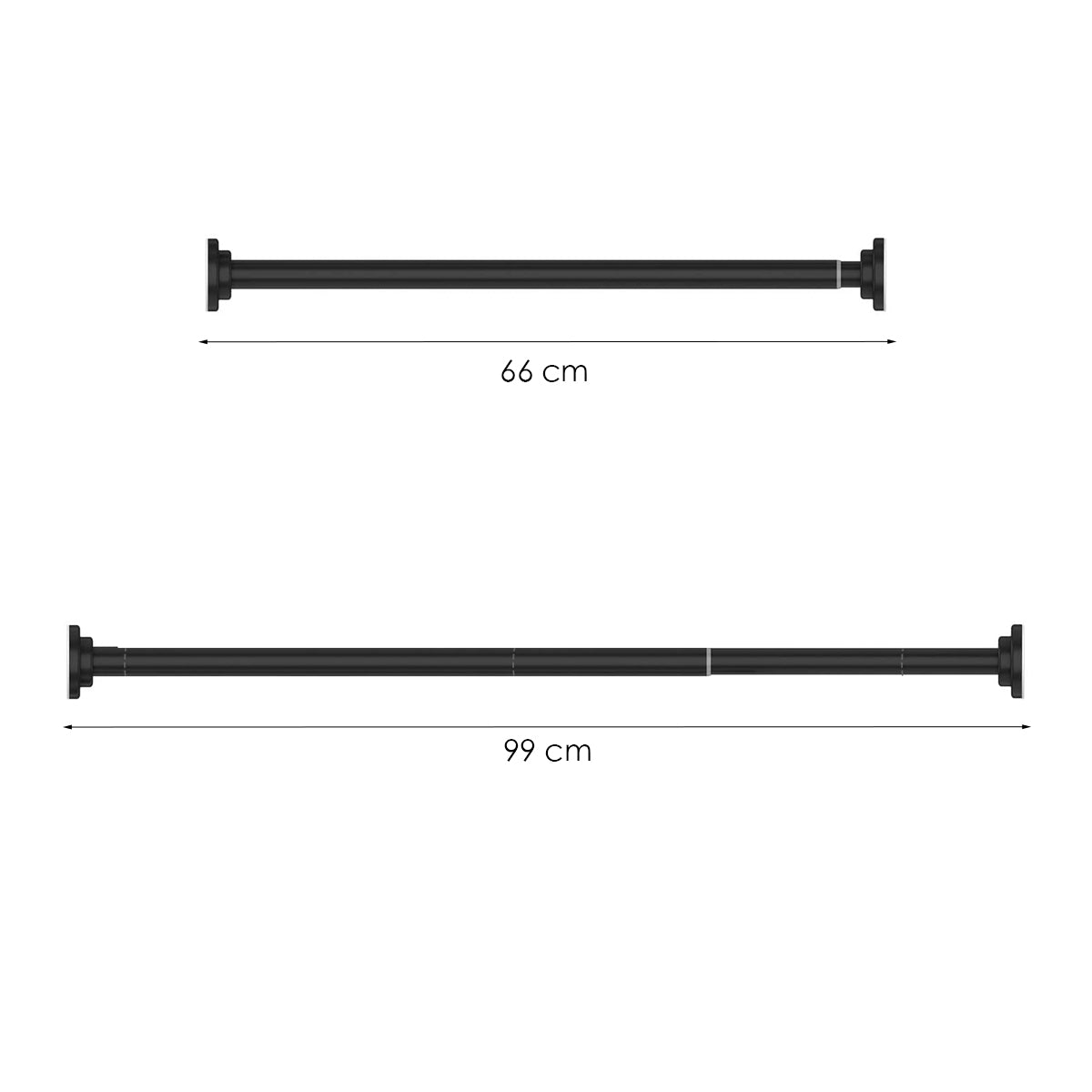 Douchestang Uitschuifbaar - Zwart - 66 cm tot 99 cm - Universeel - Douchestang zonder Boren - Douchestang Verstelbaar