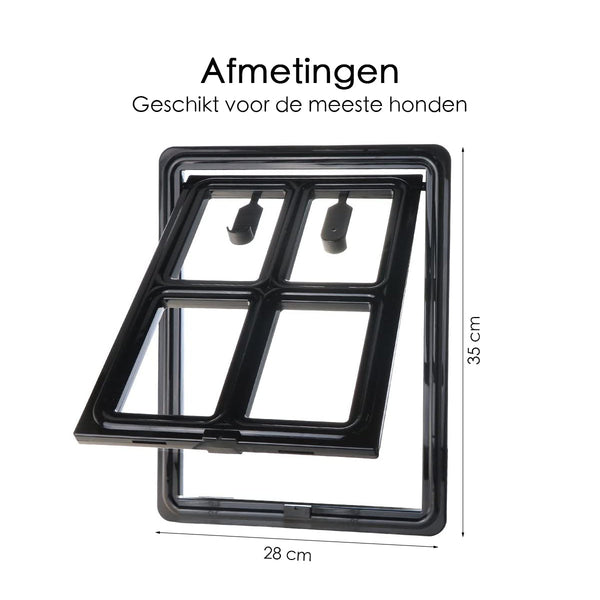 Hondenluik - Afsluitbaar - 4 Standen - 35x28 cm - Zwart