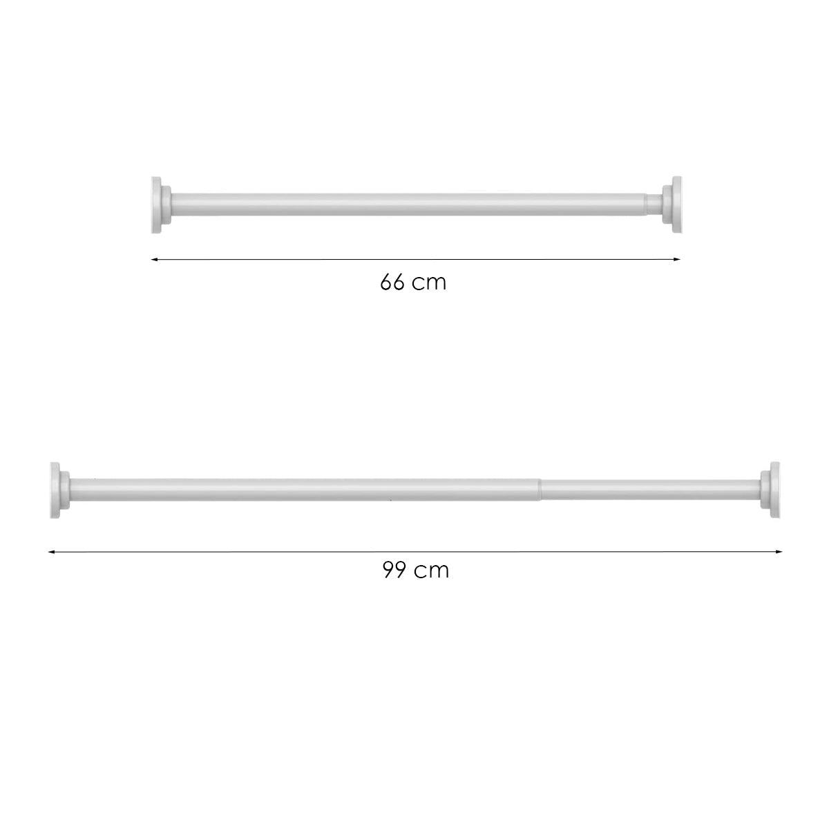 Douchestang Uitschuifbaar - Wit - 66 cm tot 99 cm - Universeel - Douchestang zonder Boren - Douchestang Verstelbaar