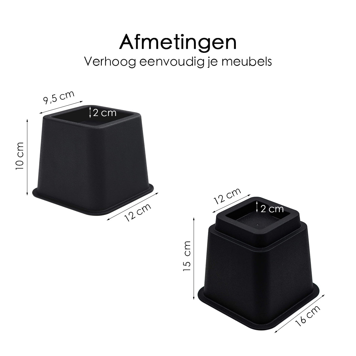 Meubelverhoger Set - Verstelbare Poten - 8 stuks - Zwart