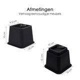 Meubelverhoger Set - Verstelbare Poten - 8 stuks - Zwart