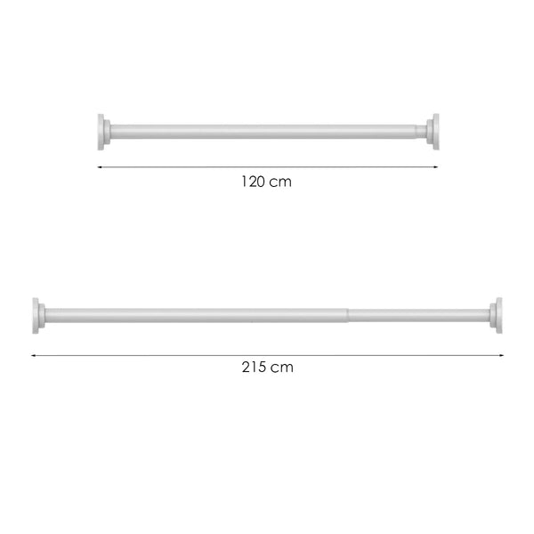 Douchestang Uitschuifbaar - Wit - 120 cm tot 215 cm - Universeel - Douchestang zonder Boren - Douchestang Verstelbaar
