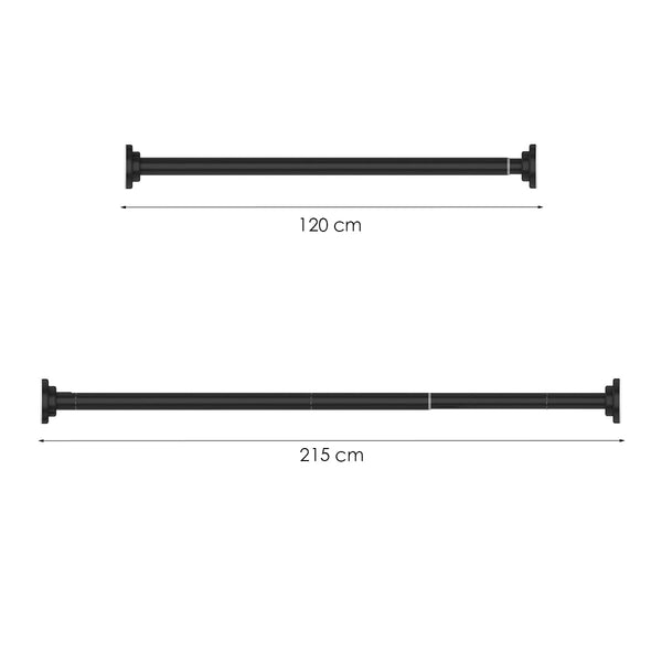 Douchestang Uitschuifbaar - Zwart - 120 cm tot 215 cm - Universeel - Douchestang zonder Boren - Douchestang Verstelbaar