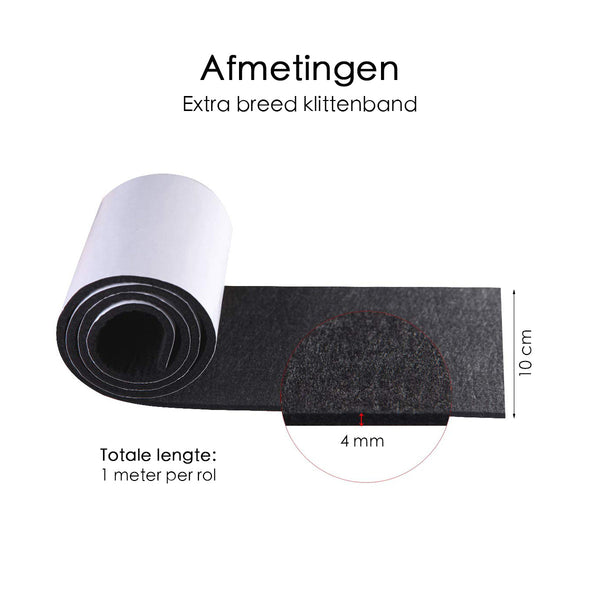 Klittenband - Rol Van 1 Meter - 10 cm Breed - Zwart