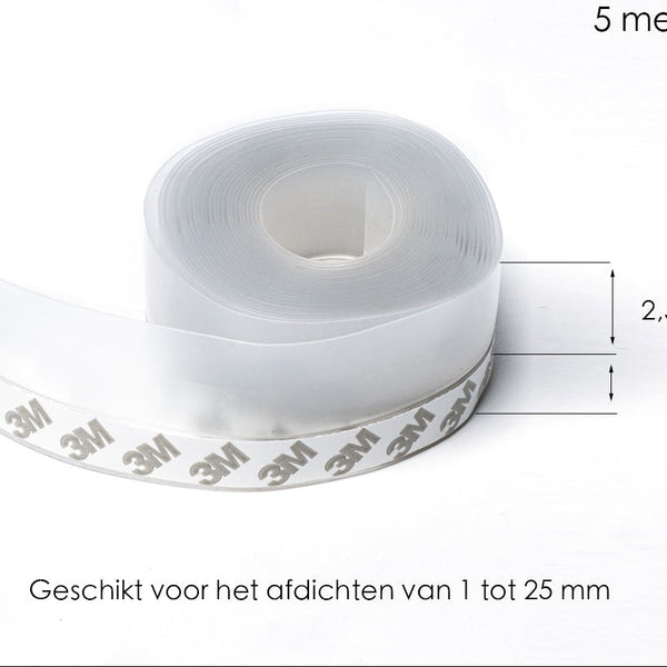 Tochtstrip - 3,5 cm x 5 meter - Transparant - Deur en Raam - Zelfklevend