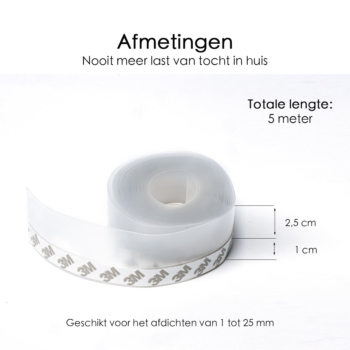 Tochtstrip - 3,5 cm x 5 meter - Transparant - Deur en Raam - Zelfklevend