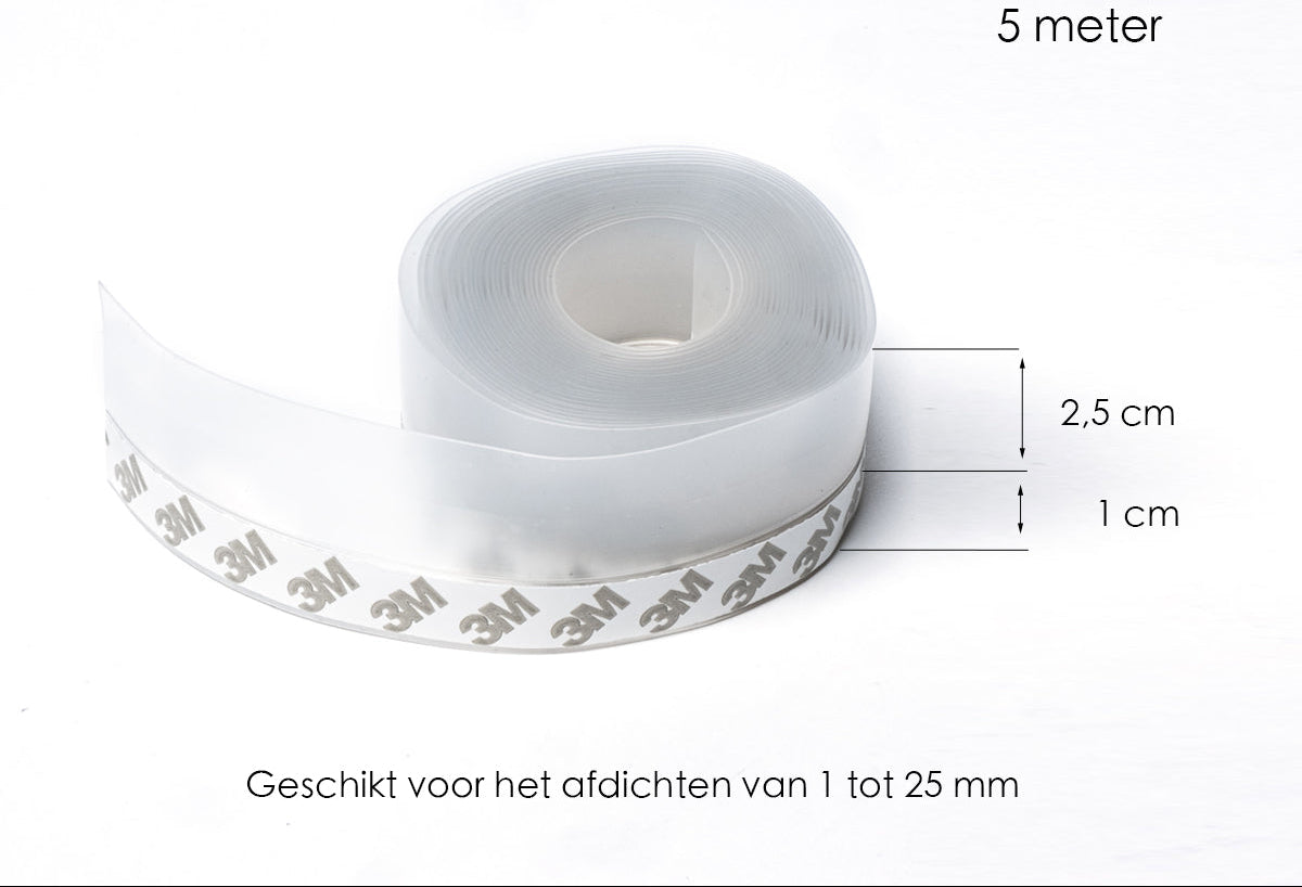 Tochtstrip - 3,5 cm x 5 meter - Transparant - Deur en Raam - Zelfklevend