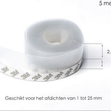 Tochtstrip - 3,5 cm x 5 meter - Transparant - Deur en Raam - Zelfklevend
