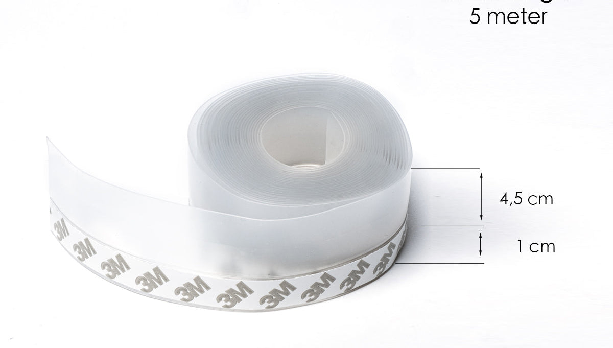 Tochtstrip - 4,5 cm x 5 meter - Transparant - Deur en Raam - Zelfklevend