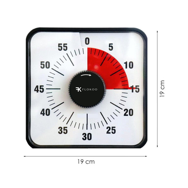 Leerklok 19 x 19 cm - Zwarte Timer voor Kinderen - Aftelklok voor Educatief Gebruik