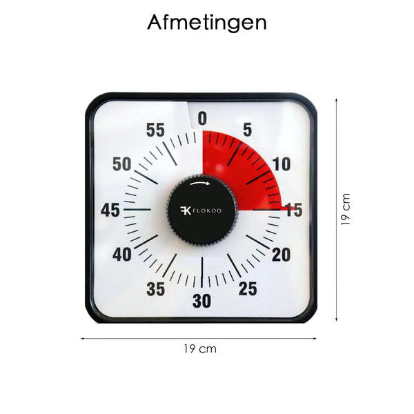 Leerklok 19 x 19 cm - Zwarte Timer voor Kinderen - Aftelklok voor Educatief Gebruik