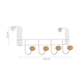Deurkapstok - Wit - 4 Ophanghaken - Deurhaken - 22 x 12 cm - Handdoekhaken - Kapstok - Deur Ophanghaak