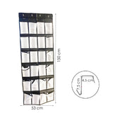 Schoenenkast Hangend - Schoenenzak 24 vakken - Opbergen van Schoenen aan Deur - Zwart - Wit