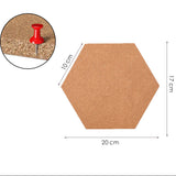 Kurk prikbord Zeshoek - Zelfklevend - 3 stuks - 20 x 17 x 0,7 cm