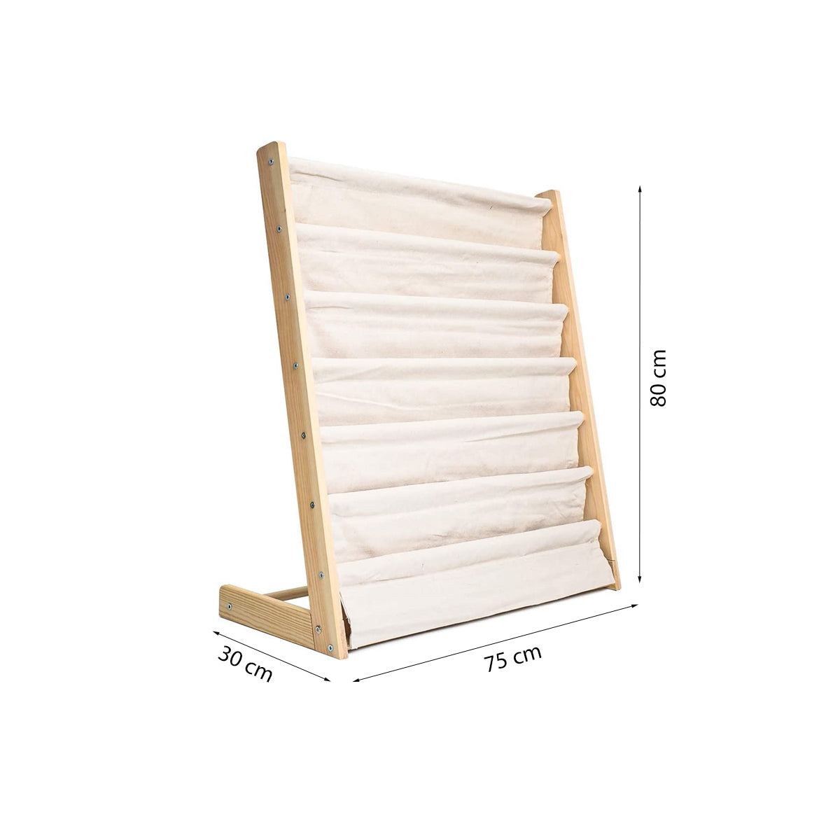 Kinderboekenkast - 80 x 75 x 30 cm - Bruin - Hout met Linnen - Kinderboekenrek - Boekenrek Kinderkamer