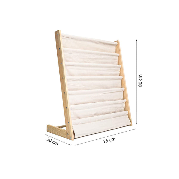 Kinderboekenkast - 80 x 75 x 30 cm - Bruin - Hout met Linnen - Kinderboekenrek - Boekenrek Kinderkamer