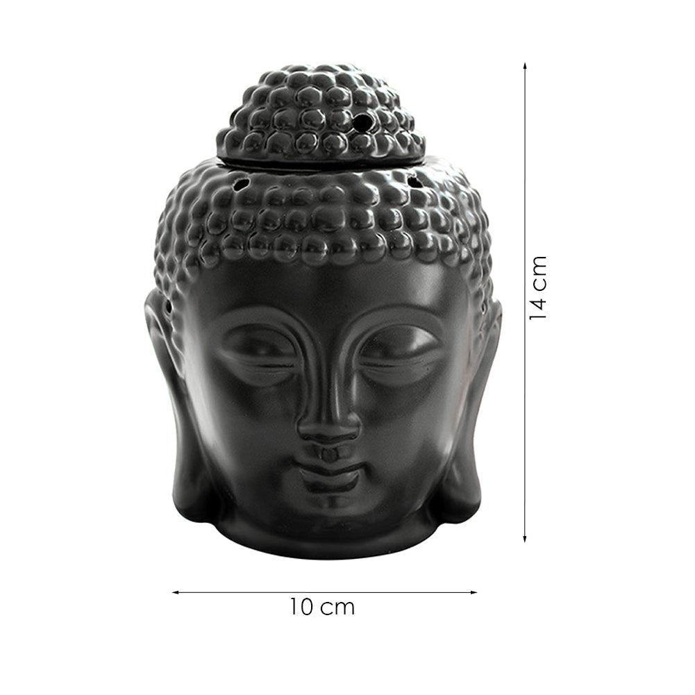Buddhahoofd Kaarshouder - Keramiek - Waxinelichthouders - Uitneembaar onderstuk - 10 x 14 cm
