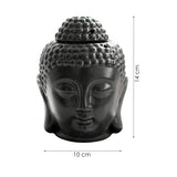 Buddhahoofd Kaarshouder - Keramiek - Waxinelichthouders - Uitneembaar onderstuk - 10 x 14 cm