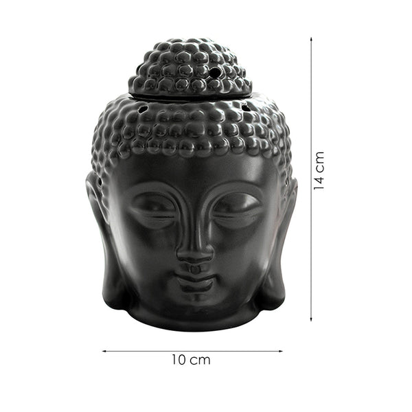 Buddhahoofd Kaarshouder - Keramiek - Waxinelichthouders - Uitneembaar onderstuk - 10 x 14 cm