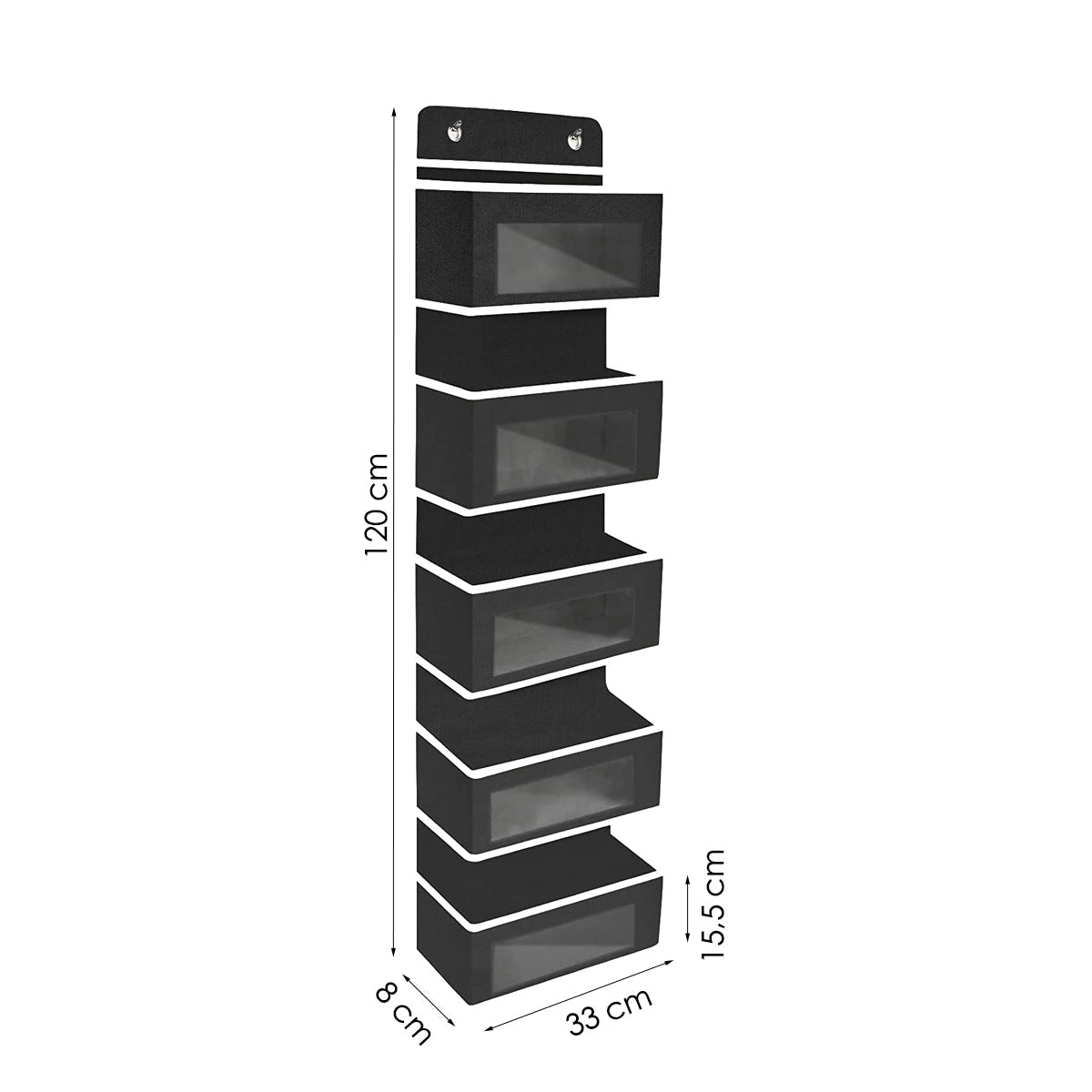 Opbergzak voor Deur - 5 Ruime Opbergvakken - 120 cm x 33 cm - Zwart - Deur organizer
