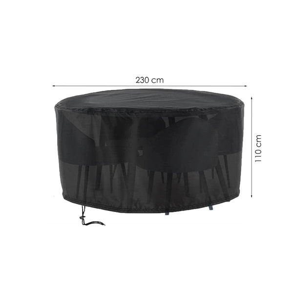 Tuinmeubelhoes Rond - 230 cm x 110 cm - Zwart - Beschermhoes voor je Tuinset - Tuinmeubelbeschermhoes