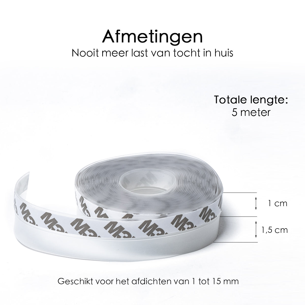 Tochtstrip 2,5 cm x 5 Meter Transparant - Zelfklevende Deur en Raam Afsluiting tegen Tocht