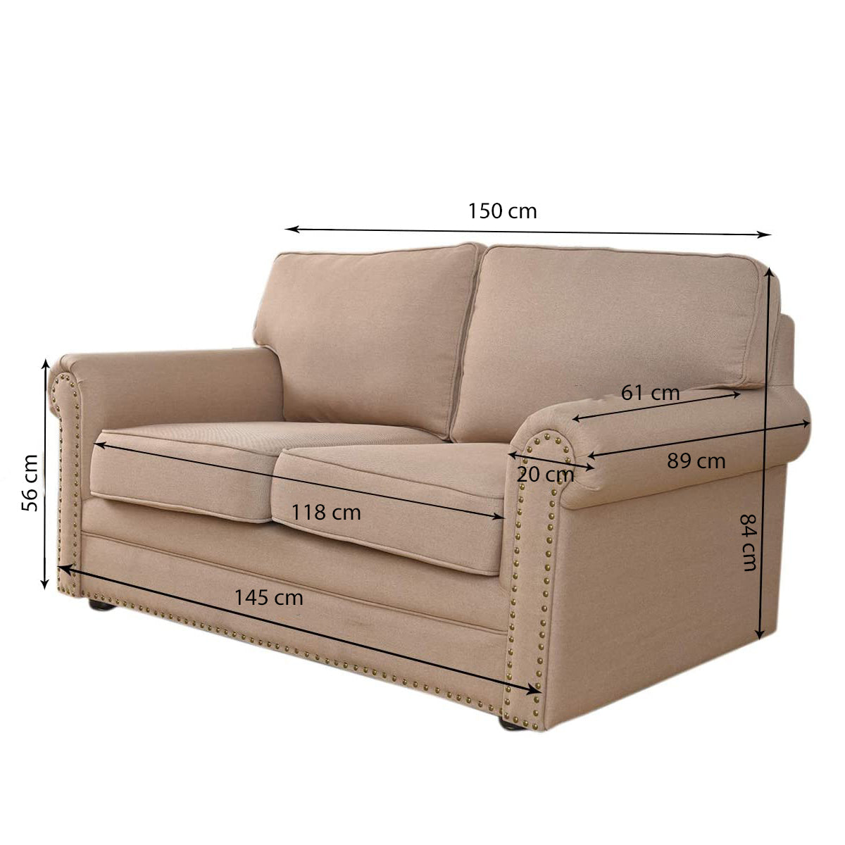 Bankhoes Stretch - Zwart - Geschikt voor een breedte van 145 - 185 cm - Bankbeschermer - 2 Zitsbank